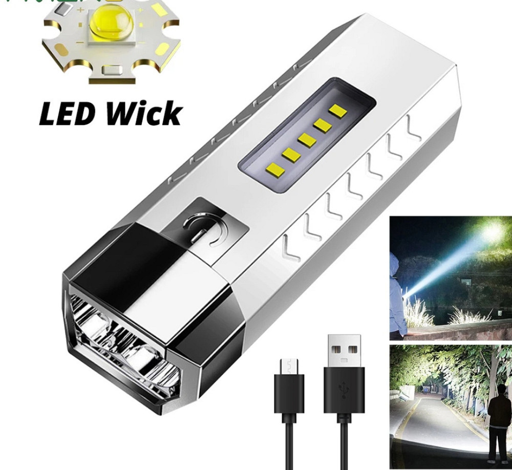 Фонарик повербанк аккумуляторный светодиодный с USB разъёмом 4 режима 11.5 на 3.5 см серый Киев - изображение 2