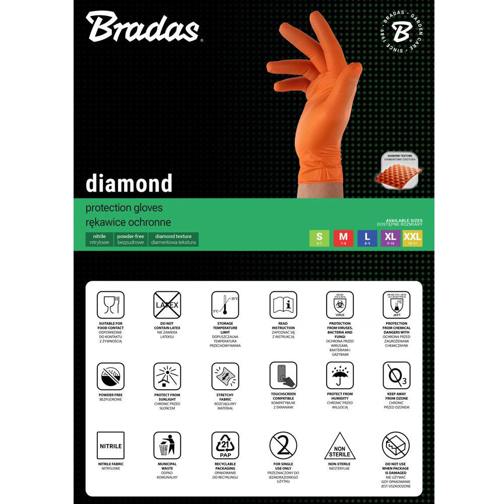 Нітрилові захисні рукавички, DIAMOND, розмір XL, 9-10, помаранчеві, RWJNDOR10 Київ - фото 11