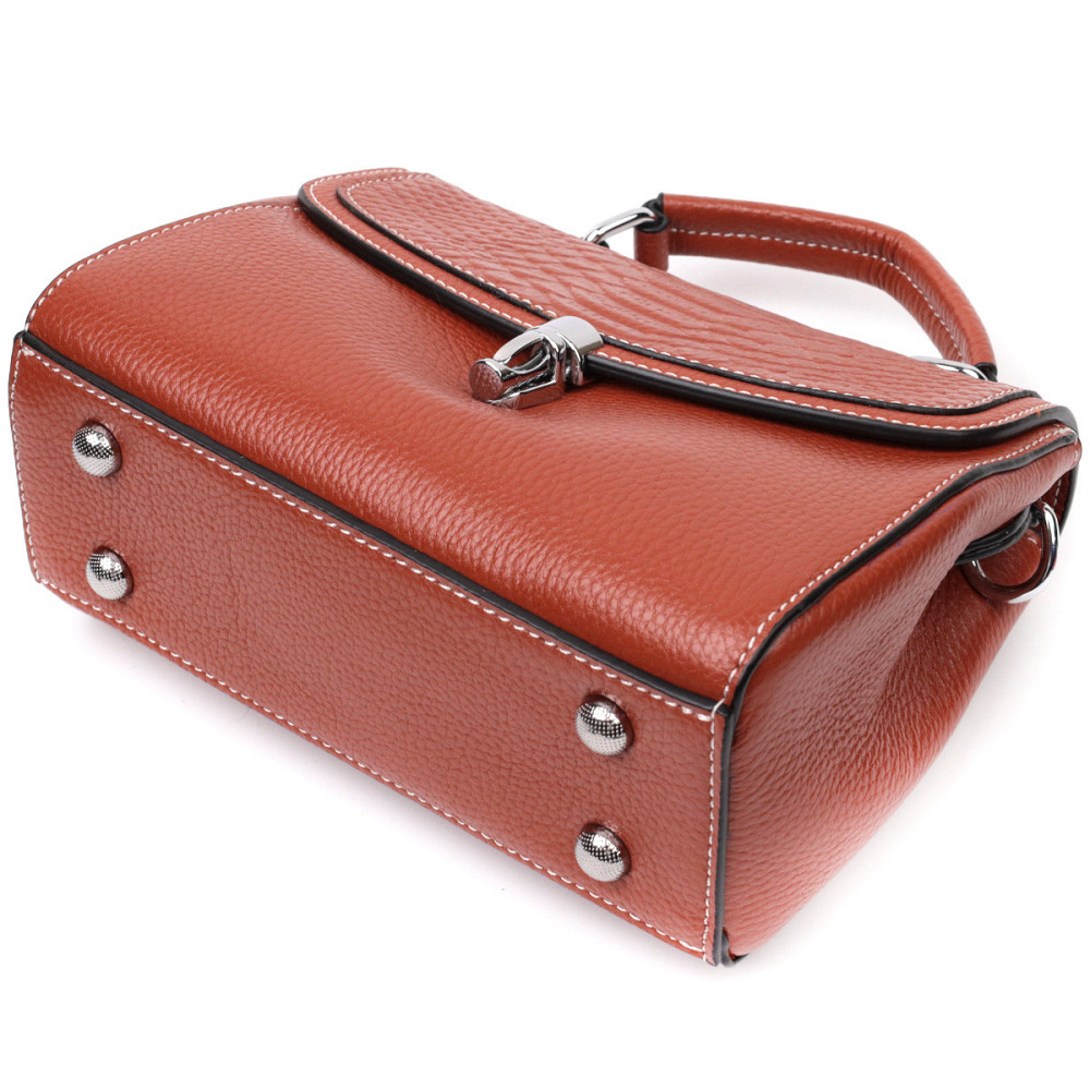 Сумка из натуральной кожи с интересной защелкой Vintage 22417 Коричневая Киев - изображение 5