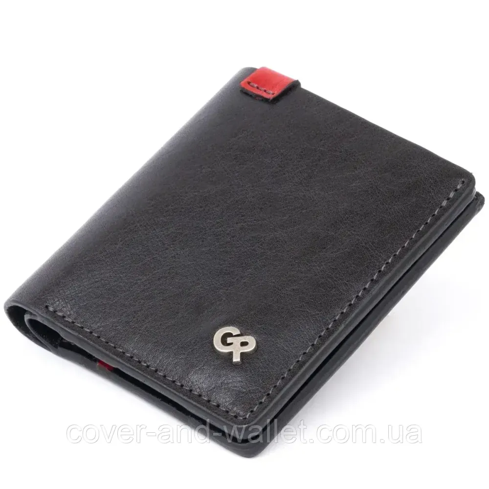 Маленький чоловічий гаманець на магнітах із чорної гладкої шкіри Grande pelle Buon 11327 Київ - фото 1