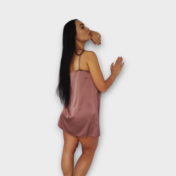 Жіноча нічна сорочка шовкова на регульованих бретельках Какао 3XL/4XL Харків