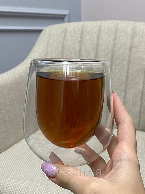 Піала чашка подвійне скло Olens "Янтарний Умка" 250 мл бурштиновий Київ - фото 1