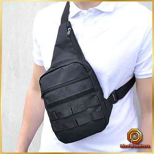 Мужская сумка-слинг из кордуры на одно плечо черная Idea Нагрудная мужская сумка слинг черная Киев