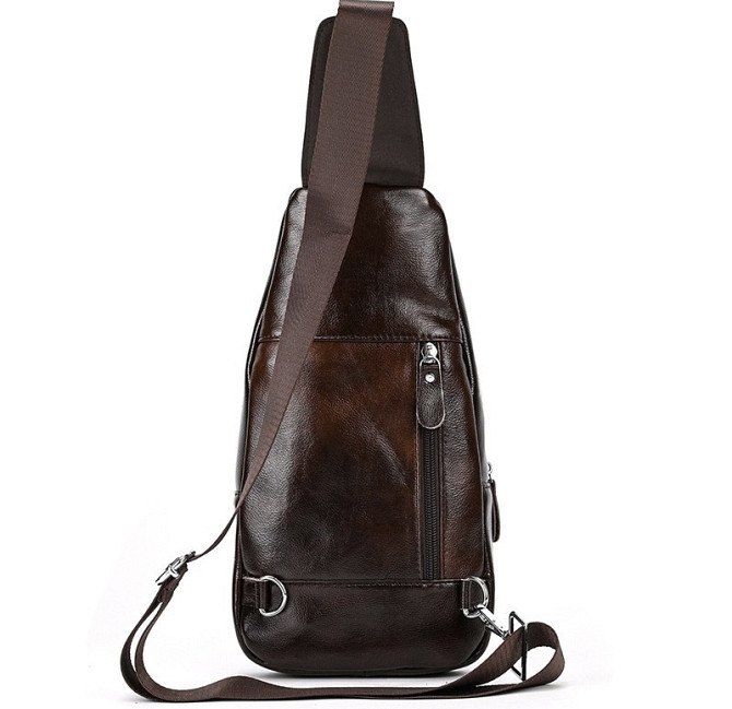 Сумка-слинг мужская кожаная коричневая Tiding Bag - MK03983 Киев - изображение 8