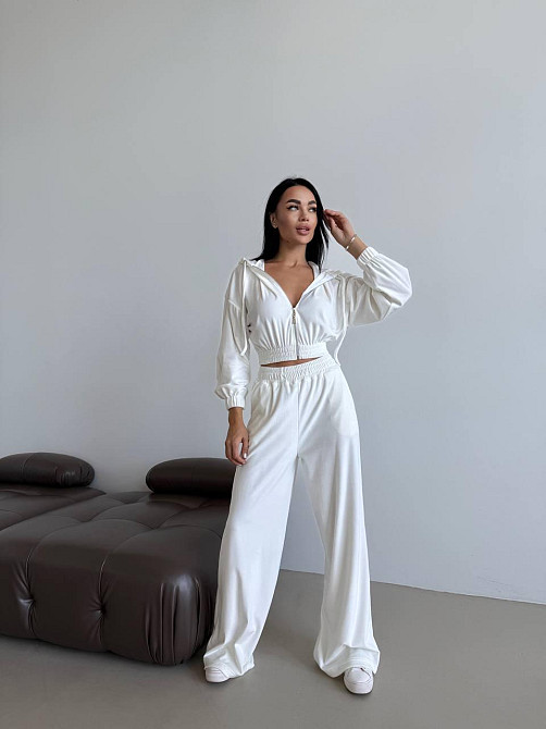 Жіночий прогулянковий оверсайз костюм двійка: кофта і штани турецький велюр Одеса - фото 3