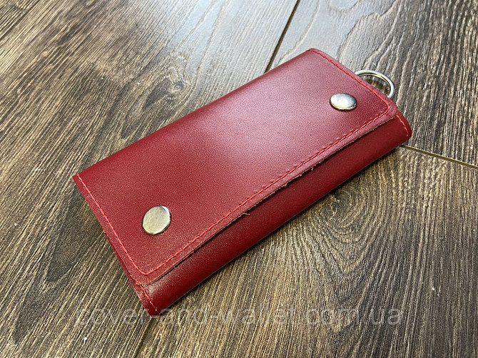 Женская кожаная ключница с карабинами под каждый ключ красного цвета PS Leather Киев - изображение 1