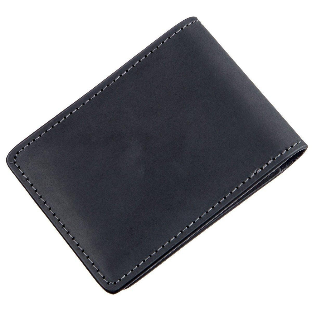 Стильный зажим для денег винтажный GRANDE PELLE 11194 Черный Киев - изображение 6