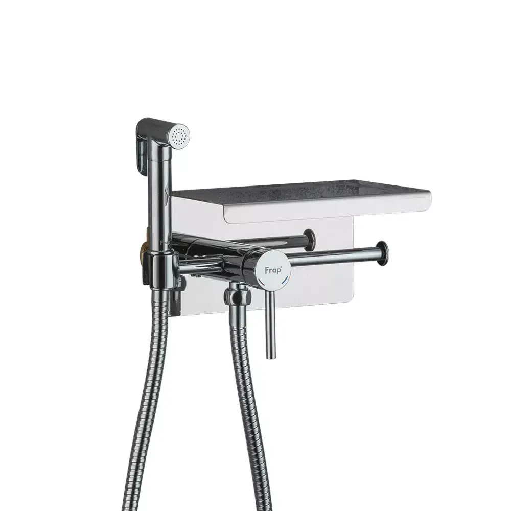 Гігієнічний душ прихованого монтажу Frap F7516 з тримачем паперу та поличкою, хром Київ - фото 1