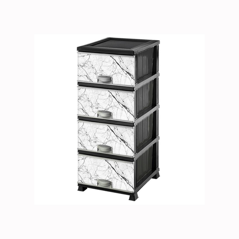 Комод пластиковий Еліф (Elif) білий мармур. 90х39х48. 4 секции. Одеса - фото 1