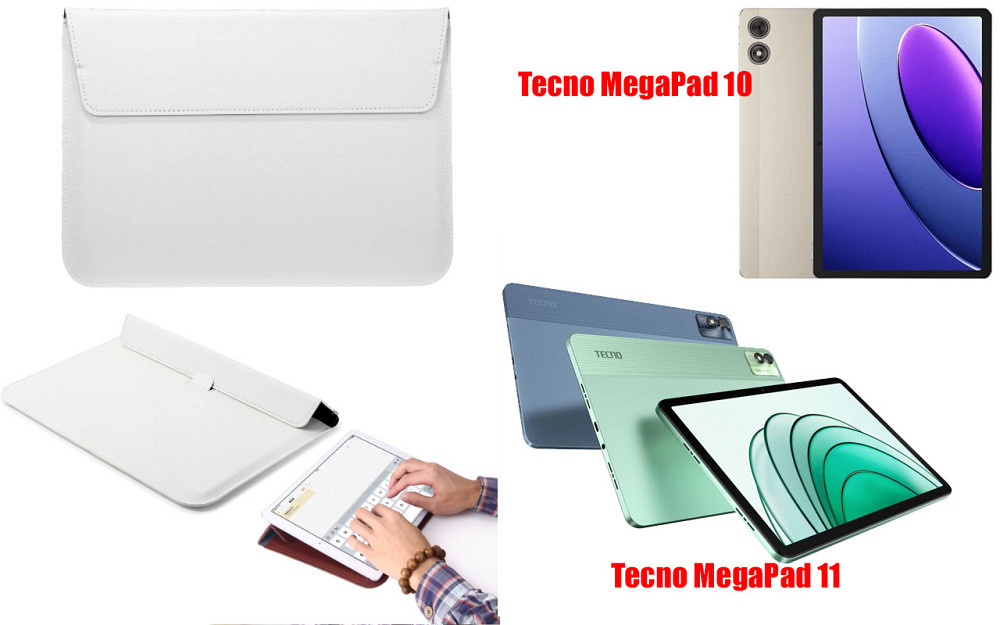 Чехол-конверт VitoCase для Tecno MegaPad 10, MegaPad 11, с функцией подставки для планшета Белый Киев - изображение 1