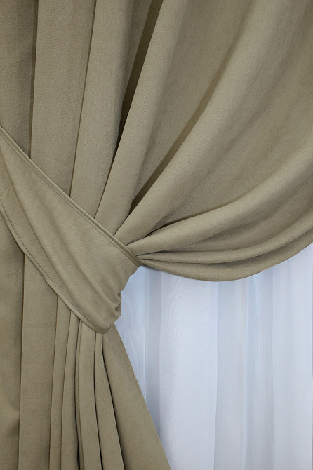 Комплект готовых штор VR-Textil Микровелюр SPARTA № 1196ш Бежевый 150х290 см 2 шт (33-0019) Киев - изображение 5