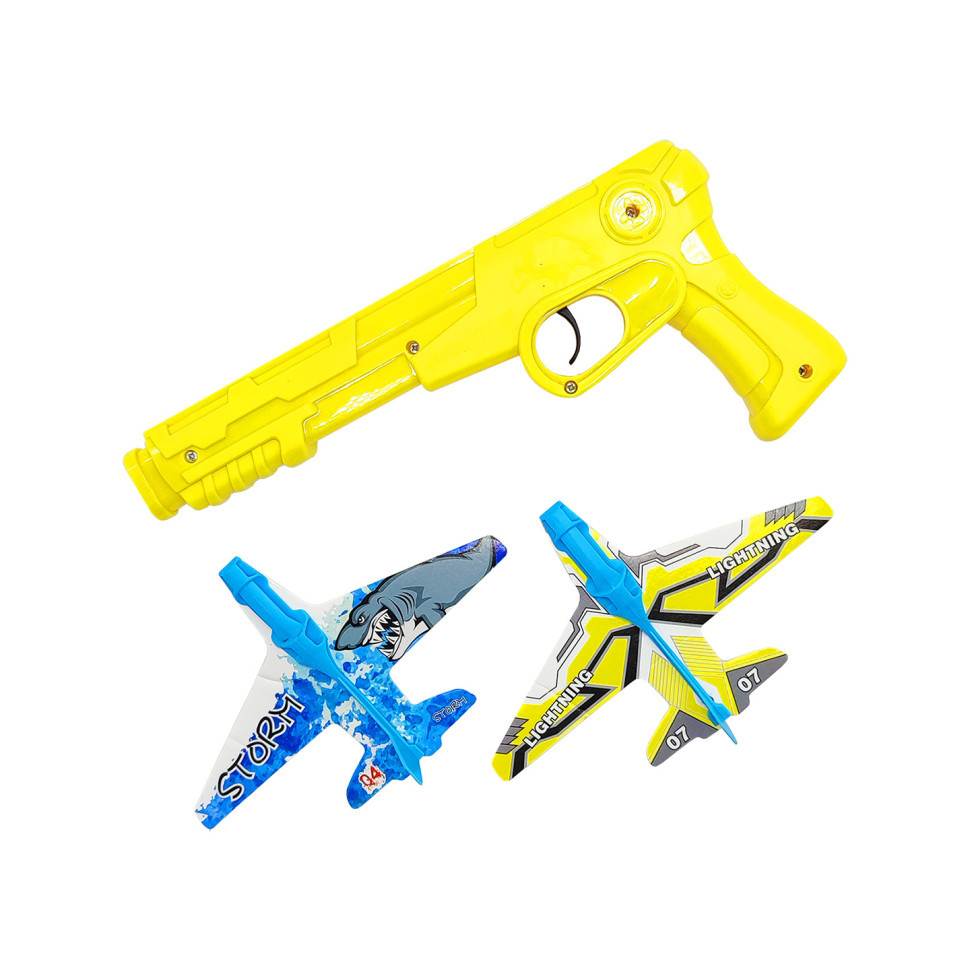 Літак-запускалка "Пістолет" Bambi 77177 Жовтий Вінниця - фото 1