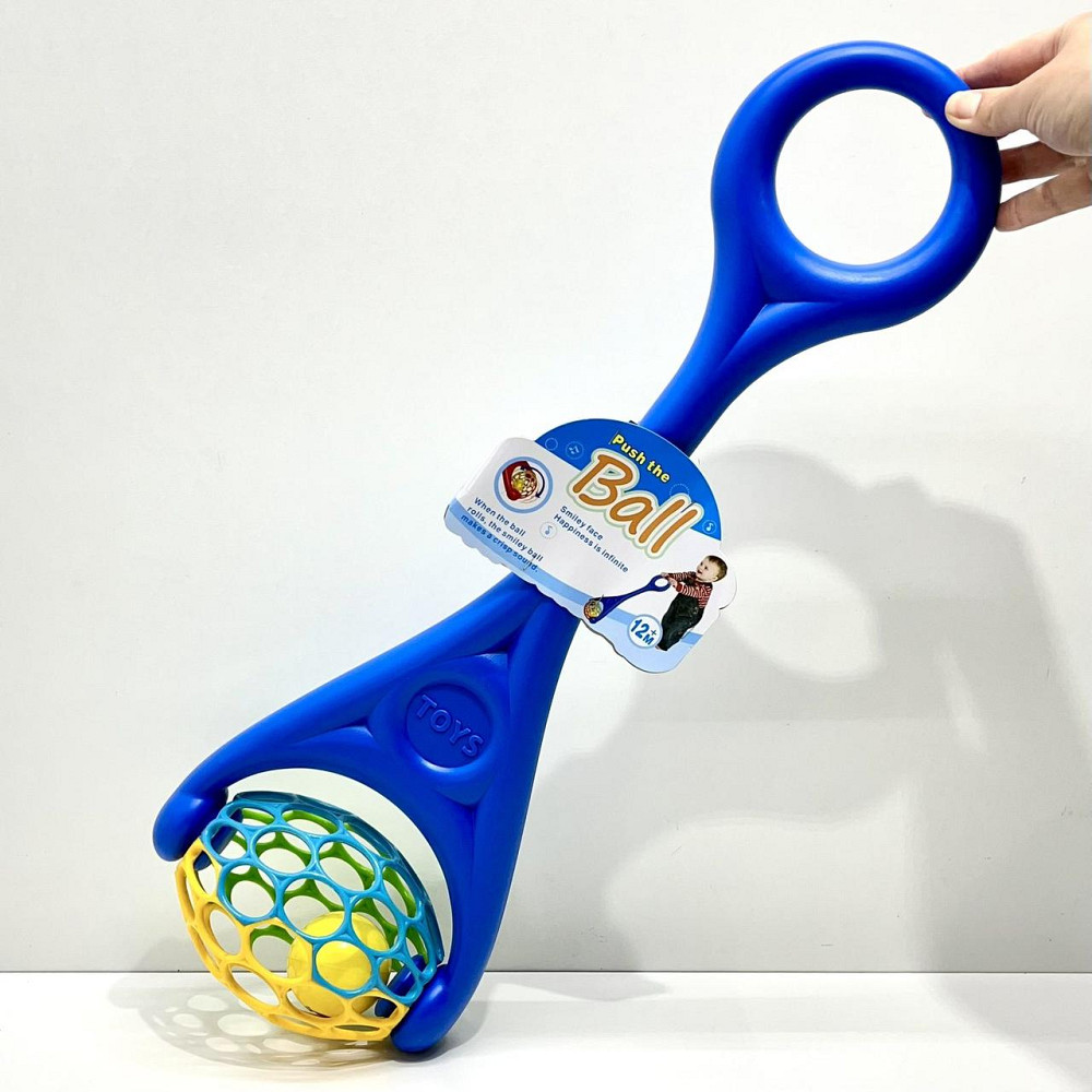 Каталка на палиці іграшка-каталка з кулею брязкальцем Синя (3502) Чернігів - фото 1