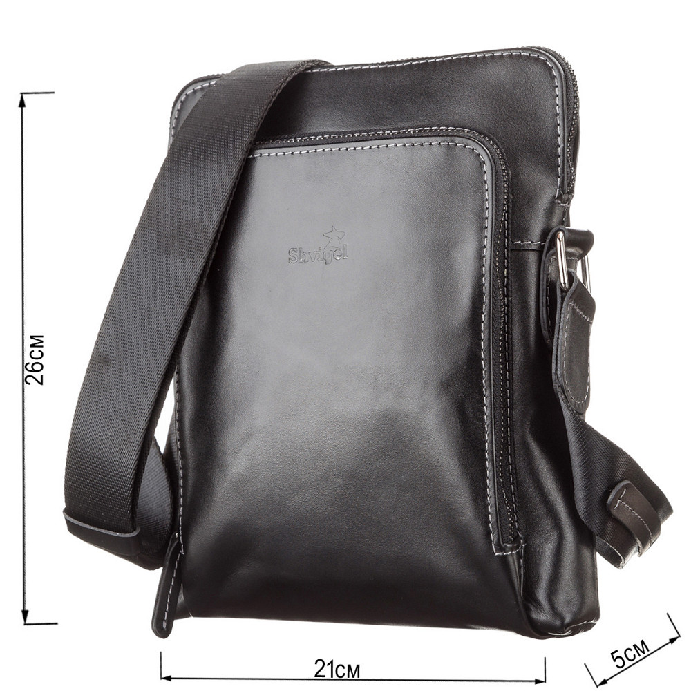 Сумка чоловіча SHVIGEL 11101 шкіряна Чорна Київ - фото 5