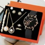 Подарочный набор для женщин: наручные часы 2 кольца ожерелье и 4 серьги 2 заколки в подарочной коробочке Киев - изображение 3