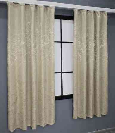 Комплект коротких штор VR-Textil Льон мармур Pavliani № 1368ш 130х170 см 2 шт Бежево-сірий (35-0058) Київ