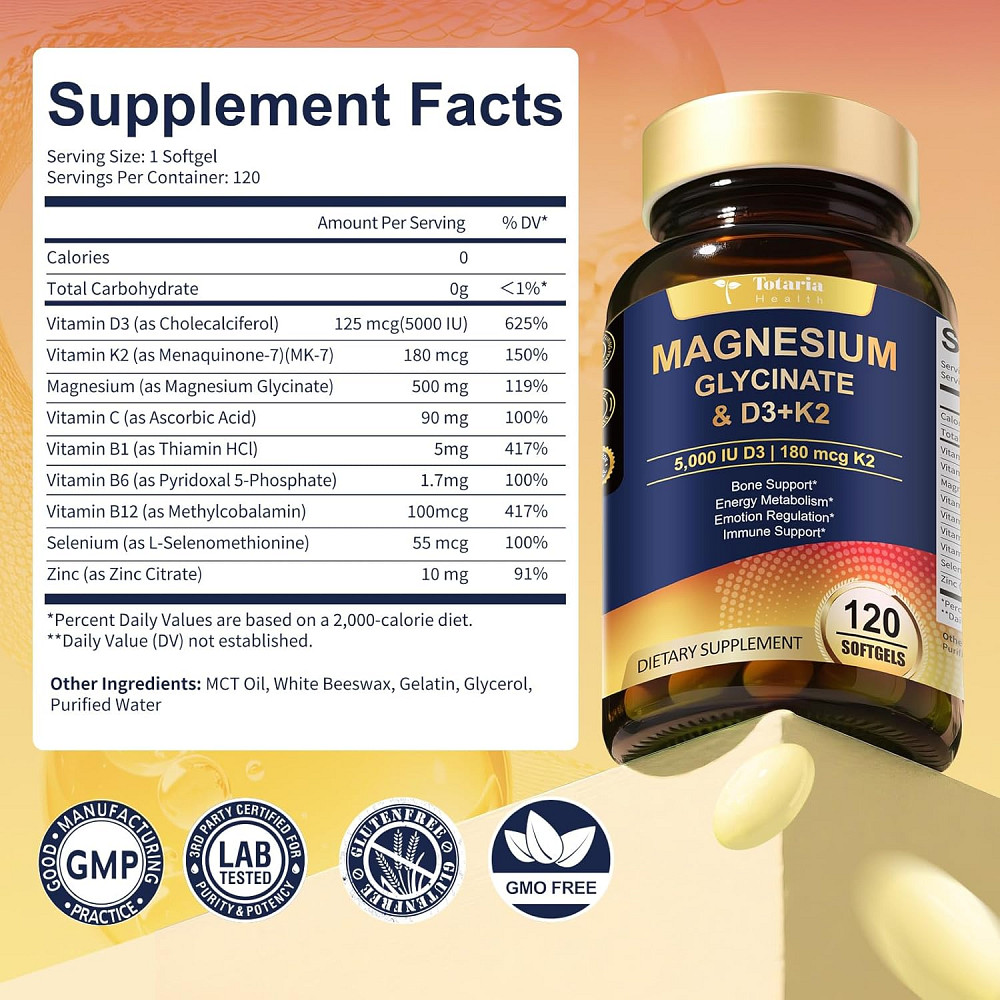 Magnesium Glycinate & D3 + K2 120 caps 120 serv Луцк - изображение 2