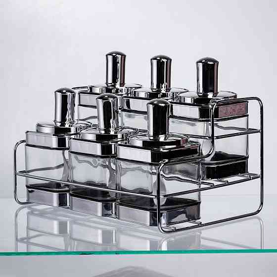 Набір банок для сипучих продуктів з ложкою 6 шт, хром HP-1341 Київ