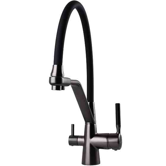 Змішувач для кухні під осмос Globus Lux GLLR-0800-11-01 гофрований  на гайці латунь, Графіт-Чорн Луцьк