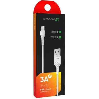 Дата кабель USB 2.0 AM to Type-C 1.0m White Grand-X (PC-03W) Вінниця