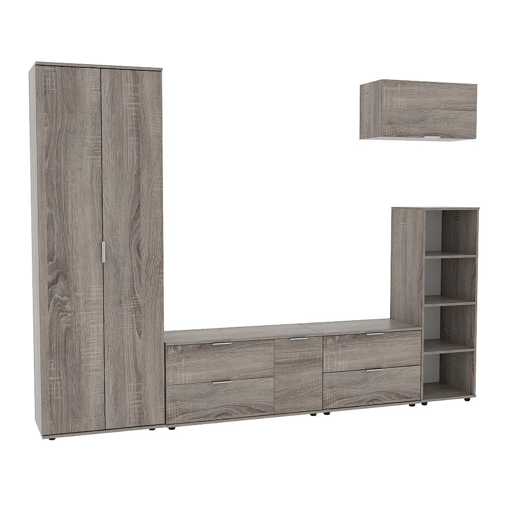 Стенка в гостиную Ketrin-3, Дуб Сонома Трюфель, 2820х425х2100 Львов - изображение 1