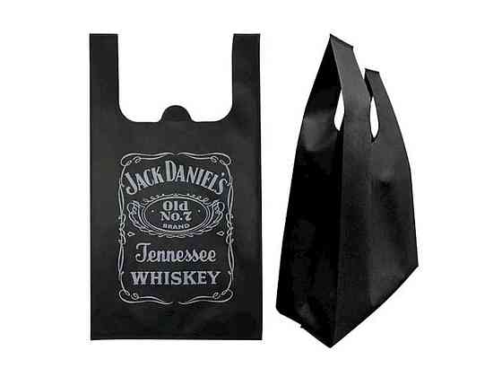 Эко сумка-майка (Автомат) с печатью (Jack Daniels флекс 40гр/м кв. черн 210 11) без замка 300*540*130 ТМ ECOBAG Киев