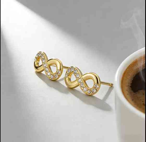 Серьги-пусеты бесконечность – золотой цвет Киев