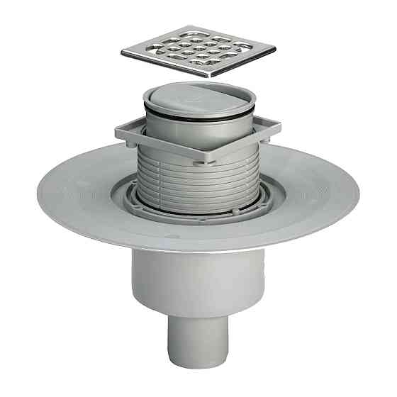 Трап з сухим затвором VIEGA ф50, нерж, решiтка 100*100  , верт. пластик 583224 Киев