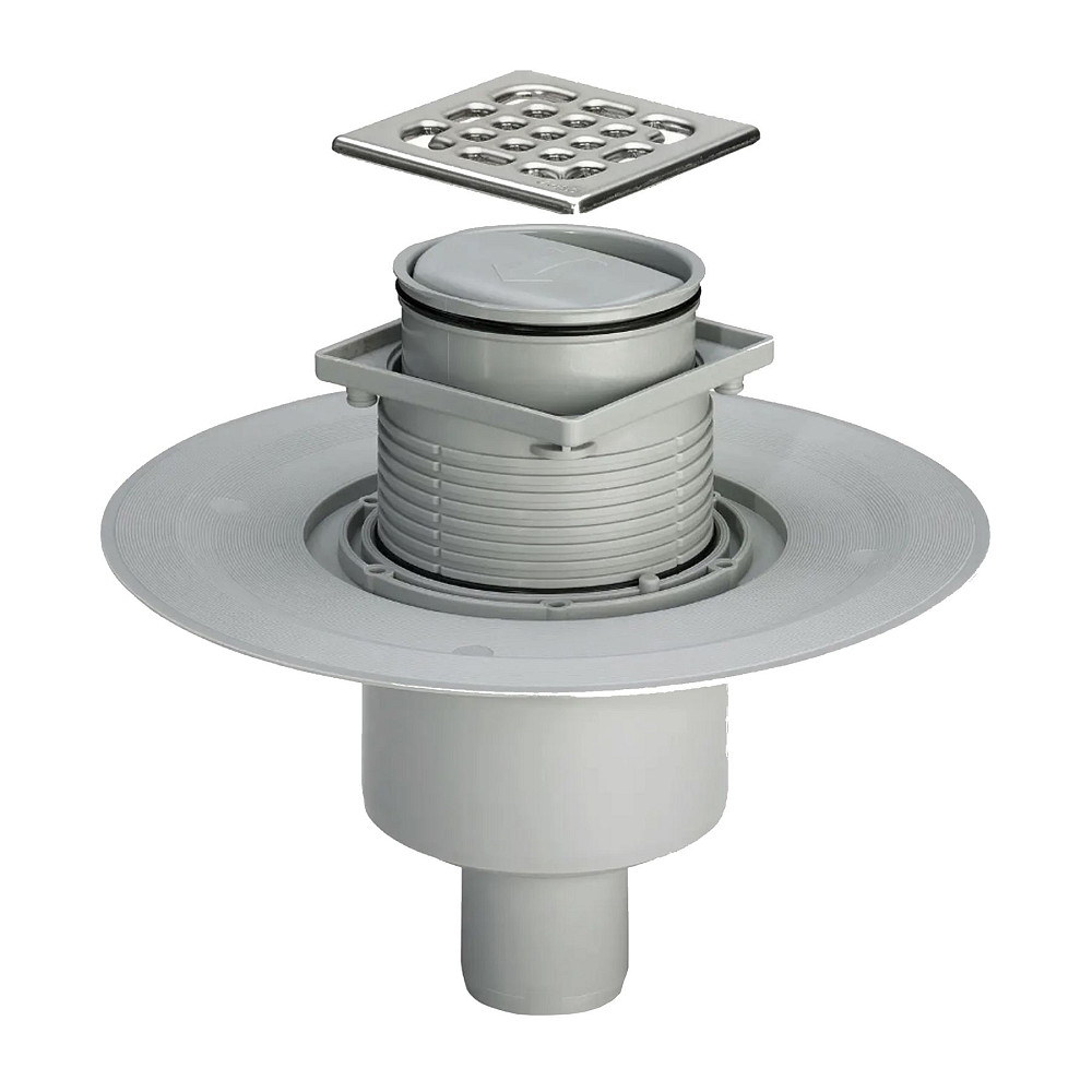 Трап з сухим затвором VIEGA ф50, нерж, решiтка 100*100  , верт. пластик 583224 Тернополь - изображение 1