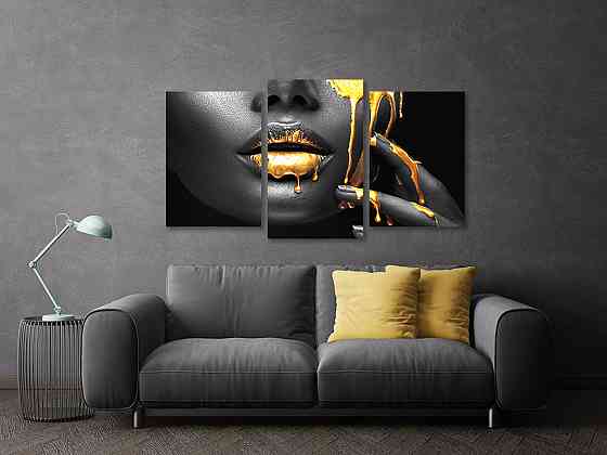 Модульная картина в гостиную / спальню Дівчина в золоті  Art-694_3 100x150 см Киев