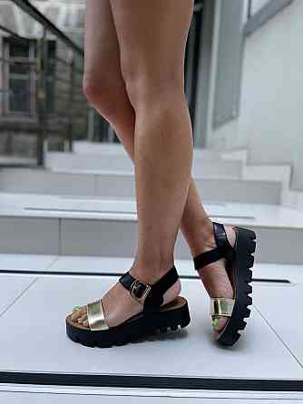 Kentro Босоніжки жіночі KENTO 3222 золото/чорний (літо, шкіра натуральна) (922) лише 38р.і 40р. Коломыя