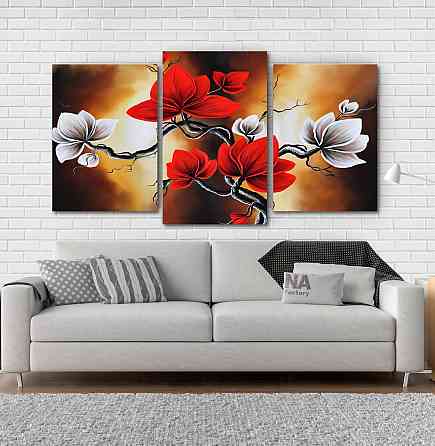 Модульная картина Абстракция Цветы Art-156_3 Киев