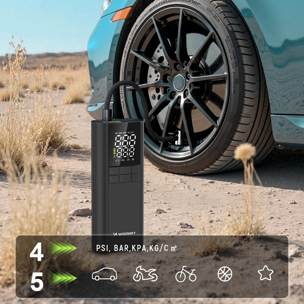 Автомобільний портативний компресор Wozinsky WPEP-8000 150 PSI, Power Bank 8000 мАг, Black Винница - изображение 8