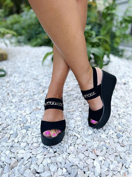 Vikttorio Босоніжки жіночі чорні літні VIKTTORIO Кароліна з натуральної замші/Бісоніжки на плат Коломыя - изображение 7