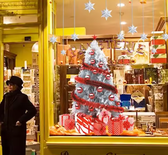 Новорічна наклейка Ялинка силіконова 90 на 60 см різнобарвний Київ - фото 3