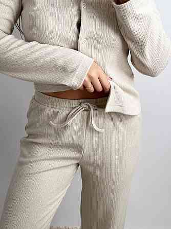 Женский трикотажный костюм на тёплую погоду Бежевый XL-2XL Харьков