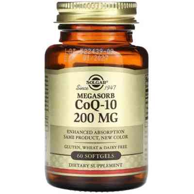 Витаминно-минеральный комплекс Solgar Коэнзим Q-10, 200 мг, Megasorb CoQ-10, 60 гелевых капсул (SOL-00968) Винница
