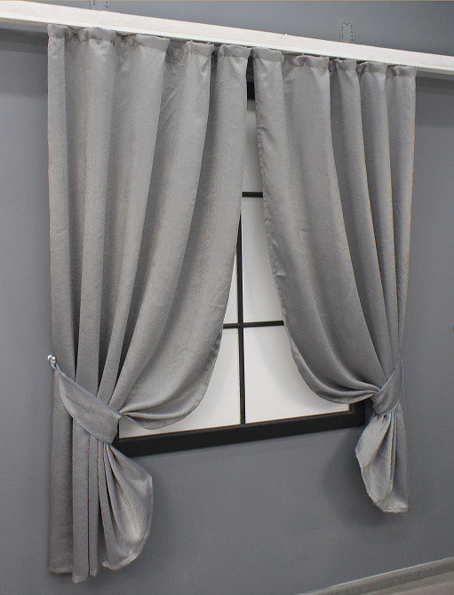 Комплект коротких штор VR-Textil Софт № 981ш Светло-серый 130х170 см 2шт (35-0228) Киев - изображение 2