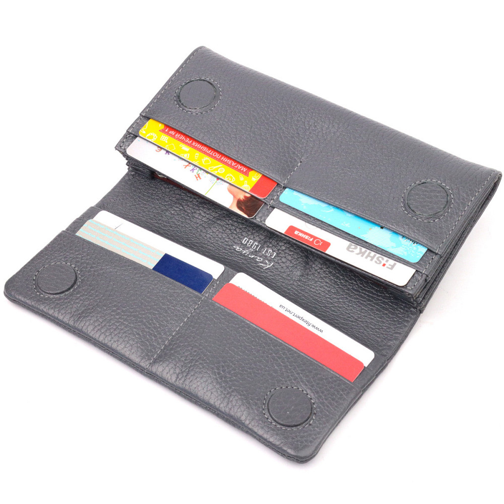 Стильный женский кошелек из натуральной кожи KARYA 21024 Серый Киев - изображение 8