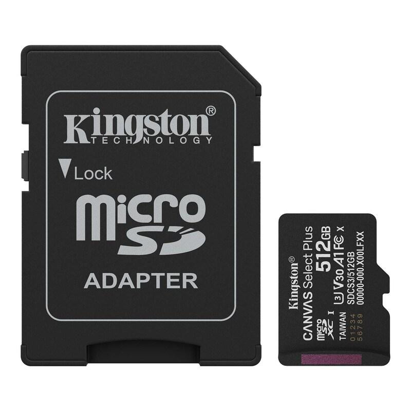 Карта памяти microSDXC (UHS-1 U3) Kingston Canvas Select Plus Gen3 512Gb class 10 А1 V30 (R-150MB / s) (adapter Одеса - фото 1