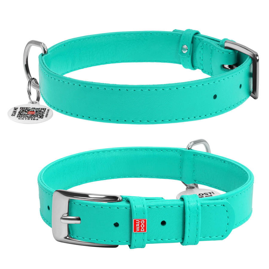 Нашийник для собак шкіряний WAUDOG Glamour з QR паспортом, без прикрас, L, Ш 25 мм, Дов 38-49 с Коломыя - изображение 4