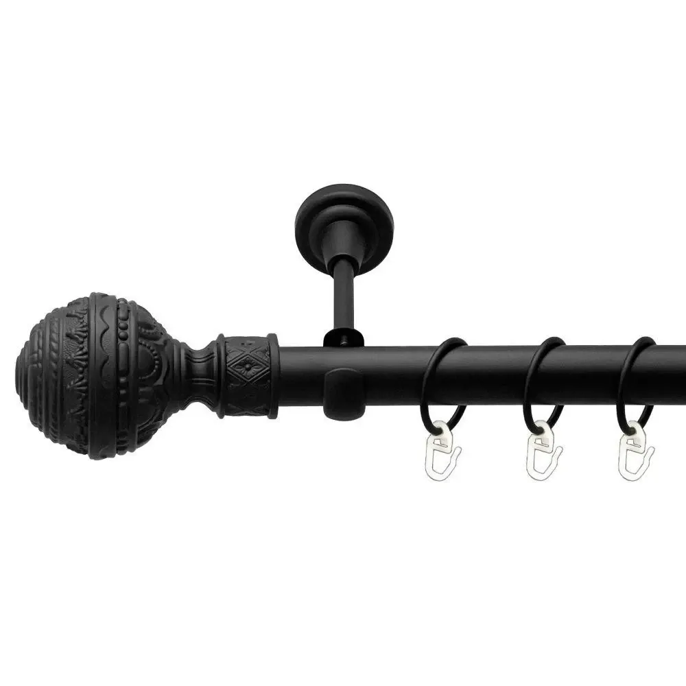 Карниз Orvit Арабеска металевий однорядний відкритий гладка труба кільце металеве Чорний Оксамит 25 мм 240 см (00-00018152) Львів - фото 1