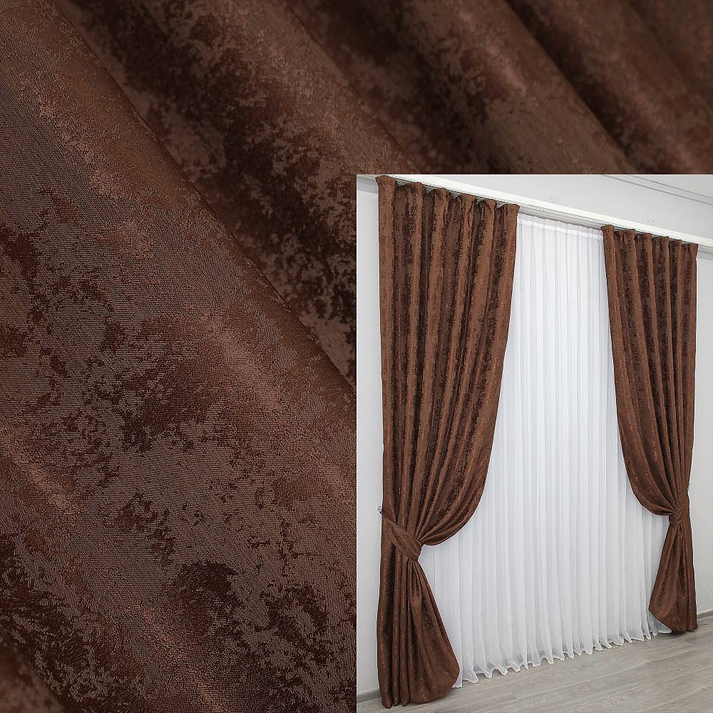 Комплект готовых штор VR-Textil Жаккард Sultan YL № 1204ш Коричнево-бордовый 150х270 см 2 шт (33-0033) Киев - изображение 1