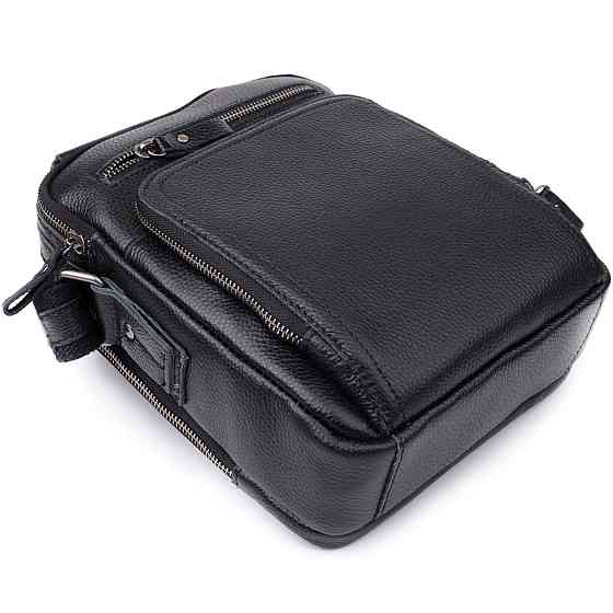 Ділова чоловіча сумка з ручкою для перенесення в руці з натуральної шкіри Vintage 23034 Чорний Київ