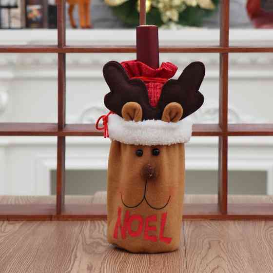 Новогодний чехол на бутылку Олень 25 на 13 см разноцветный Киев