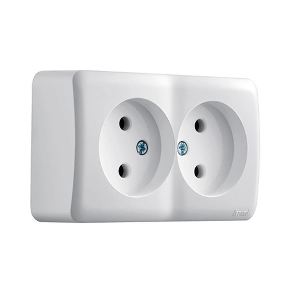 Розетка VIOLA подвійна без заземлення білий Lezard Харків - фото 1