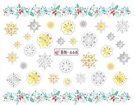 Новогодние наклейки на ногти BN-668 Киев