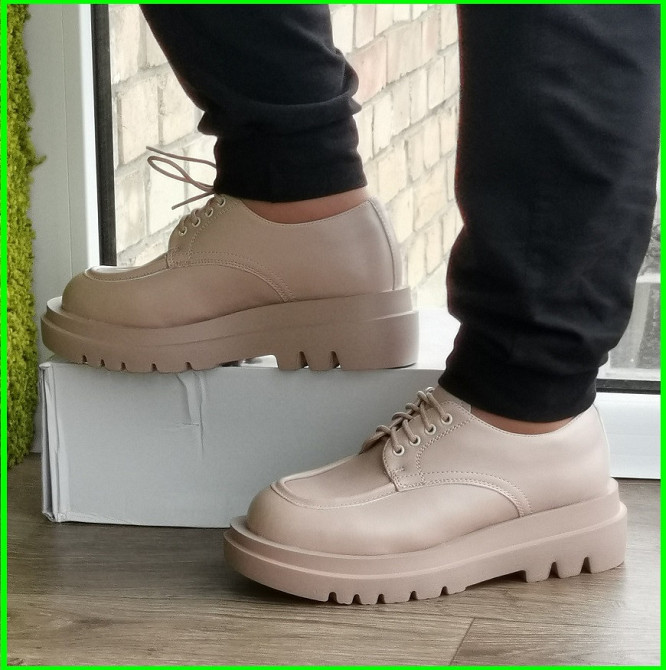 Жіночі Бежеві Туфлі Кросівки на Танкетці Сліпони Шкіряні Мокасини (розміри: 36,37,38,39,40,41) — 6-23х Дніпро - фото 4