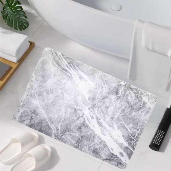 Коврик диатомитомитовый для душа и ванной комнаты,кухни,прихожей каменный 60х39 см цвет светло-серый Каменец-Подольский