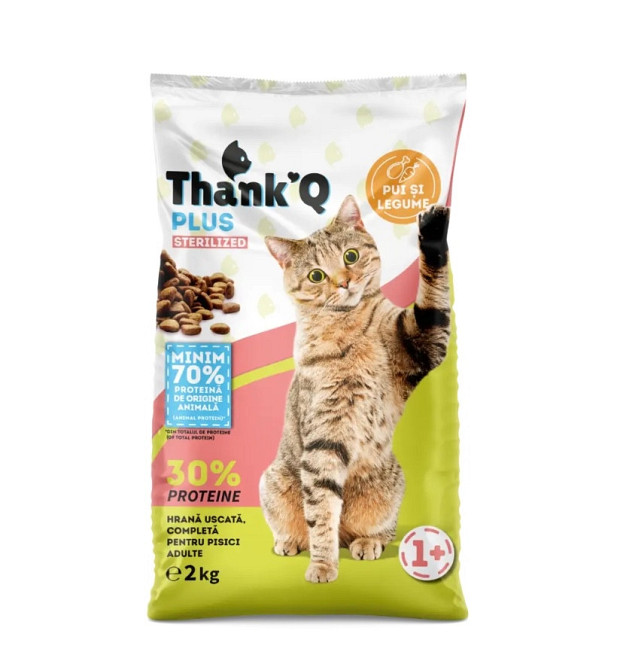 Сухий корм для стерелізованих котів Thank'Q PLUS STERELIZED з куркою 2 кг Виноградов - изображение 1